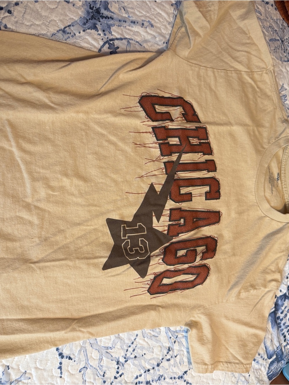 Chicago Graphic Tee in Tan with Rust & Brown Print